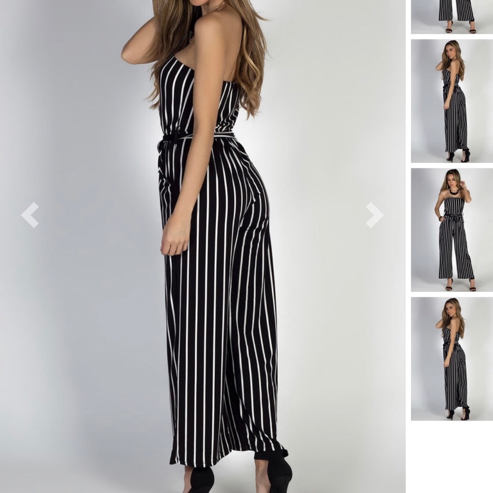 Black and white striped jumpsuit